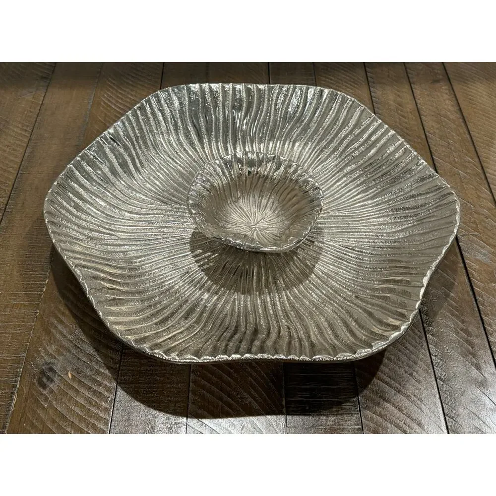 LENOX American by Design Organics Reef Aluminum Chip and Dip Bowl Set Silver